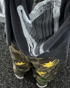 Pants & Trousers*Boogzel Clothing Star Patch Camo Cargo Pants Green