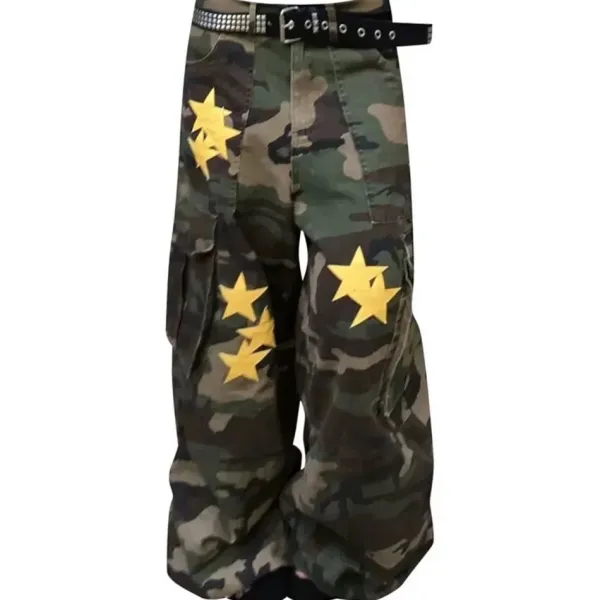Pants & Trousers*Boogzel Clothing Star Patch Camo Cargo Pants Green