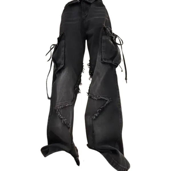 Jeans*Boogzel Clothing Star Patch Cargo Jeans Black