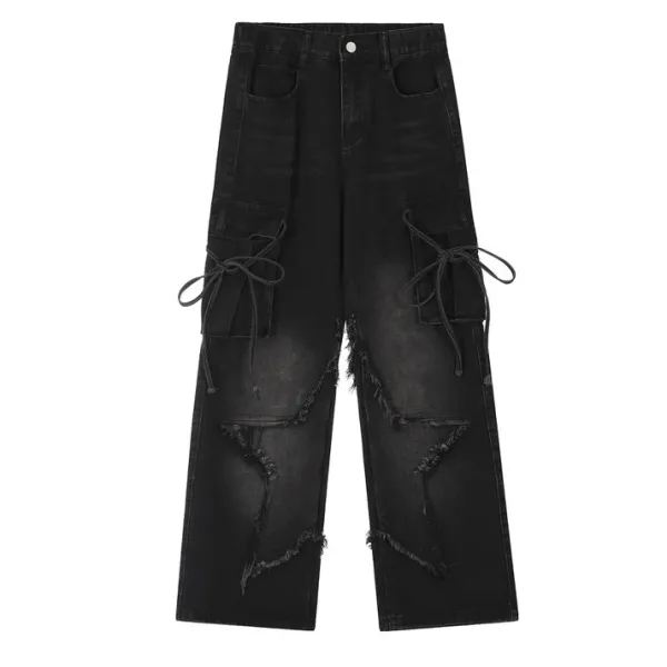 Jeans*Boogzel Clothing Star Patch Cargo Jeans Black