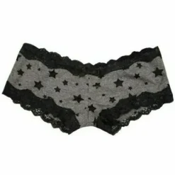 Underwear*Boogzel Clothing Star Print Lace Panty DarkGrey