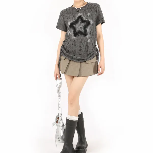 Aesthetic T-Shirts & Graphic Tees*Boogzel Clothing Star Print Relaxed Fit T-Shirt Grey