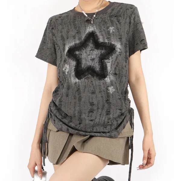 Aesthetic T-Shirts & Graphic Tees*Boogzel Clothing Star Print Relaxed Fit T-Shirt Grey