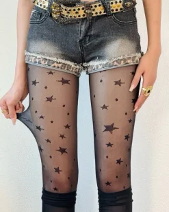 Other*Boogzel Clothing Star Print Tights Black