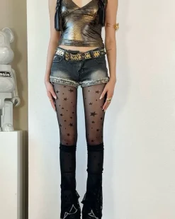 Other*Boogzel Clothing Star Print Tights Black