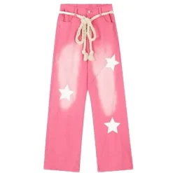 Jeans*Boogzel Clothing Star Print Y2K Jeans Pink