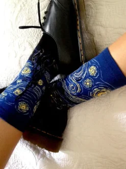 Socks*Boogzel Clothing Starry Night Van Gogh Socks Navy/black