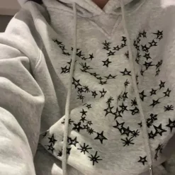 Hoodies*Boogzel Clothing Stars Embroidery Hoodie Grey