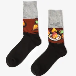 Socks*Boogzel Clothing Still Life Plate and Fruit Socks Brown