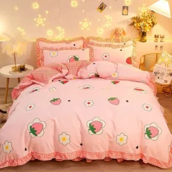 Aesthetic Bedroom*Boogzel Clothing Strawberry Aesthetic Bedding Set Pink