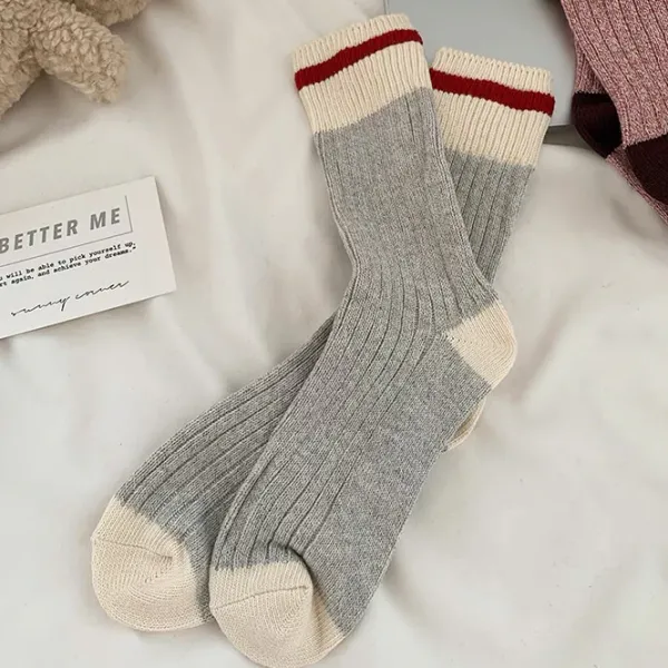 Socks*Boogzel Clothing Striped Ribbed Socks Grey