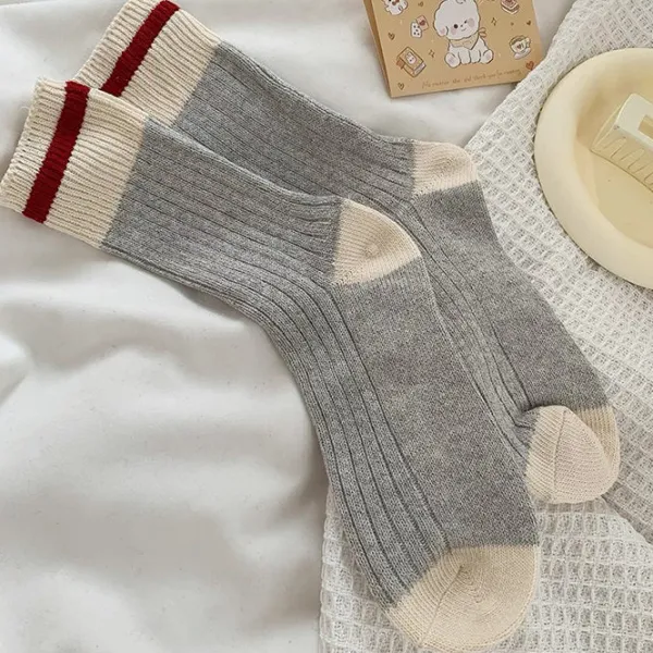 Socks*Boogzel Clothing Striped Ribbed Socks Grey