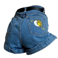 Shorts*Boogzel Clothing Sun & Moon Embroidered Shorts Blue