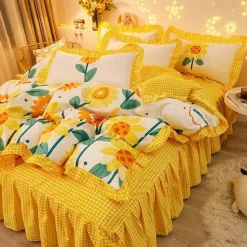 Aesthetic Bedroom*Boogzel Clothing Sunflowers Aesthetic Bedding Set Yellow