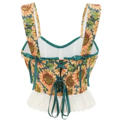 Corset Tops*Boogzel Clothing Sunflowers Corset Top Green/yellow