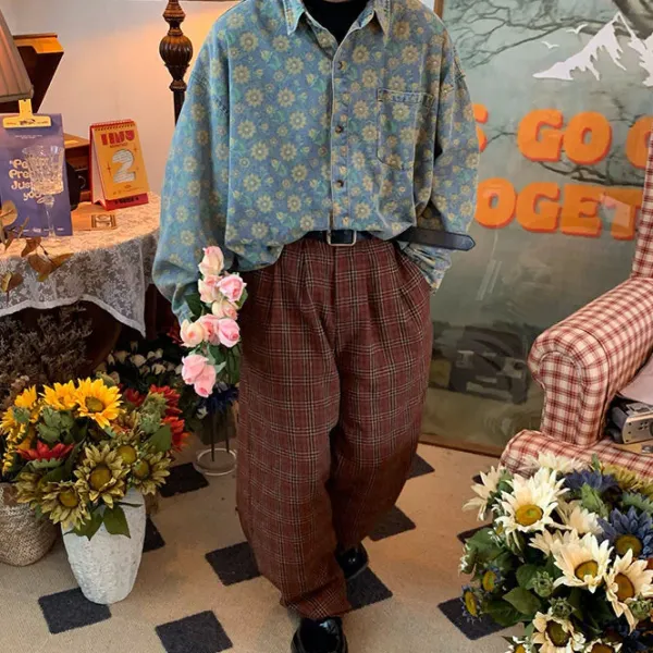 Mens*Boogzel Clothing Sunflowers Denim Shirt