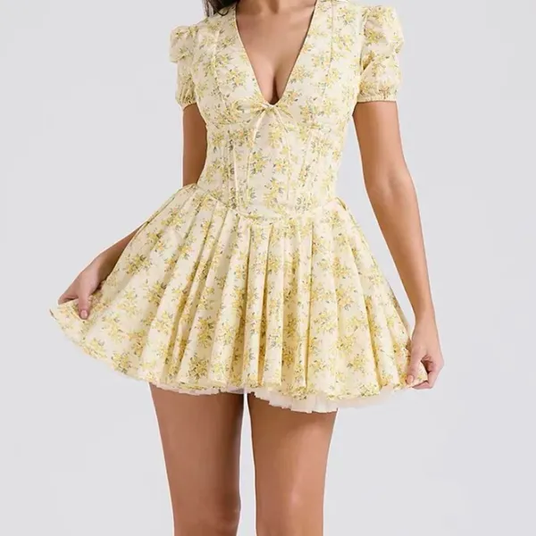 Dresses & Rompers*Boogzel Clothing Sunny Afternoon Cottagecore Floral Dress Yellow