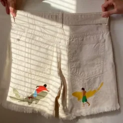 Shorts*Boogzel Clothing Surfing And Sharks Embroidery Shorts White