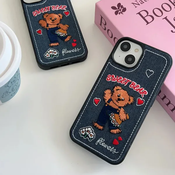 Iphone Cases*Boogzel Clothing Sweet Bear Embroidery iPhone Case Blue