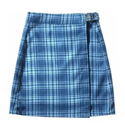 Skirts*Boogzel Clothing Sweet Dress Code Plaid Skirt Blue