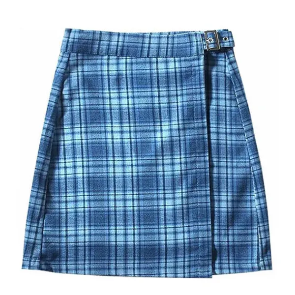 Skirts*Boogzel Clothing Sweet Dress Code Plaid Skirt Blue