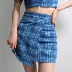 Skirts*Boogzel Clothing Sweet Dress Code Plaid Skirt Blue