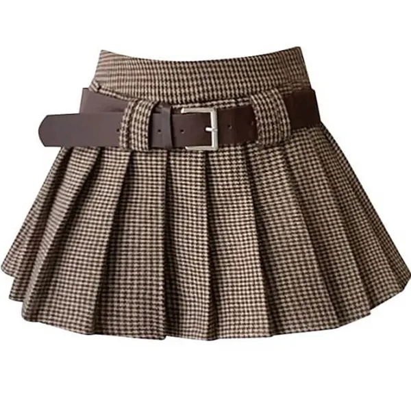 Skirts*Boogzel Clothing Sweet Dress Code Pleated Skirt Brown