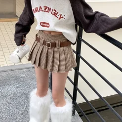 Skirts*Boogzel Clothing Sweet Dress Code Pleated Skirt Brown