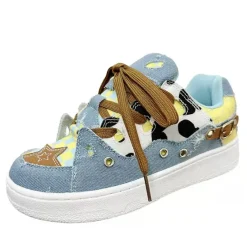 Mad|Aesthetic Sneakers*Boogzel Clothing Teen Craft Denim Star Sneakers Blue
