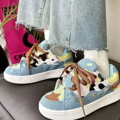 Mad|Aesthetic Sneakers*Boogzel Clothing Teen Craft Denim Star Sneakers Blue