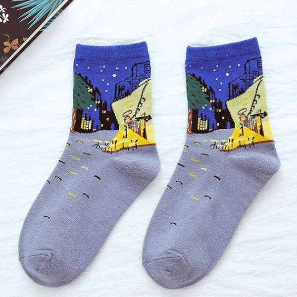 Socks*Boogzel Clothing The Night Café Van Gogh Socks Blue