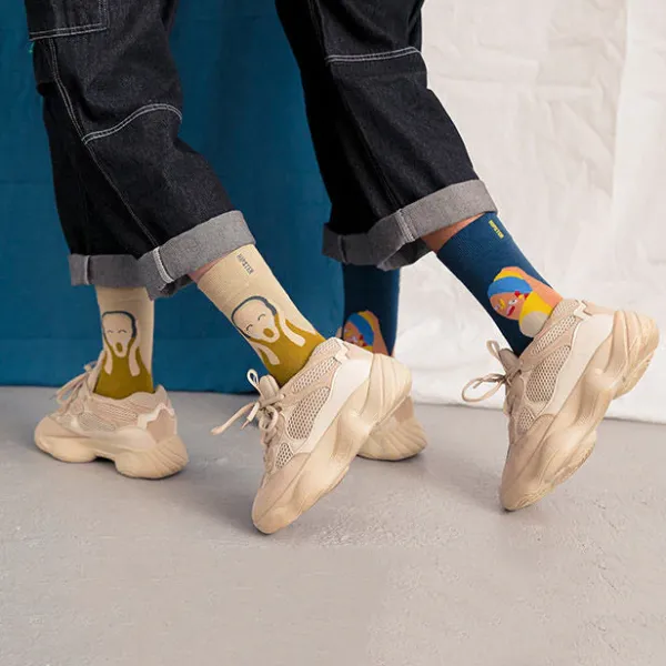 Socks*Boogzel Clothing The Scream Munch Socks Yellow