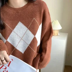 Argyle Sweaters & Vests|Sweaters*Boogzel Clothing Too Well Argyle Sweater Brown