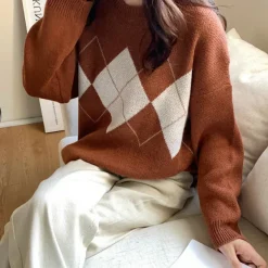 Argyle Sweaters & Vests|Sweaters*Boogzel Clothing Too Well Argyle Sweater Brown