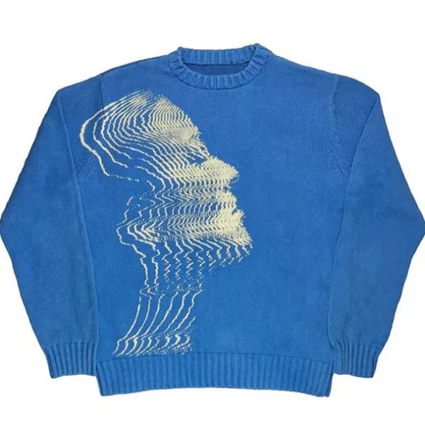 Mens|Sweaters*Boogzel Clothing Transmission Aesthetic Sweater Blue