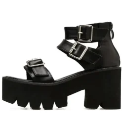 Classics|Sandals / Mary Janes*Boogzel Clothing Triple Buckle Platform Sandals Black
