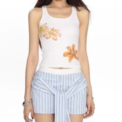 Y2K Tops*Boogzel Clothing Tropical Flowers Coconut Girl Aesthetic Tank