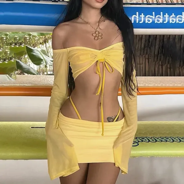 Dresses & Rompers*Boogzel Clothing Tropical Sun Top & Skirt Set Yellow