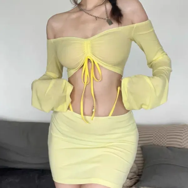 Dresses & Rompers*Boogzel Clothing Tropical Sun Top & Skirt Set Yellow