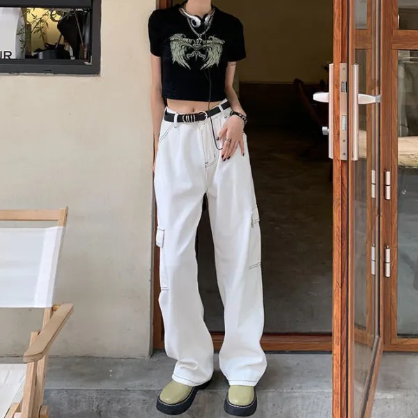 Jeans*Boogzel Clothing Try Again Skater Jeans White