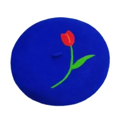 Hats*Boogzel Clothing Tulip Embroidery Wool Beret