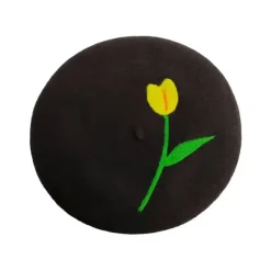 Hats*Boogzel Clothing Tulip Embroidery Wool Beret