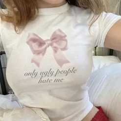 Y2K Tops|Aesthetic T-Shirts & Graphic Tees*Boogzel Clothing Ugly People Hate Me Tee White