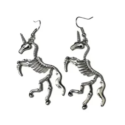 Earrings*Boogzel Clothing Unicorn Skeleton Earrings Silver