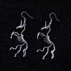 Earrings*Boogzel Clothing Unicorn Skeleton Earrings Silver