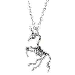Necklaces & Chokers*Boogzel Clothing Unicorn Skeleton Pendant Necklace Silver