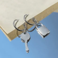 Earrings*Boogzel Clothing Unlock Ya Mind Key Earrings Silver