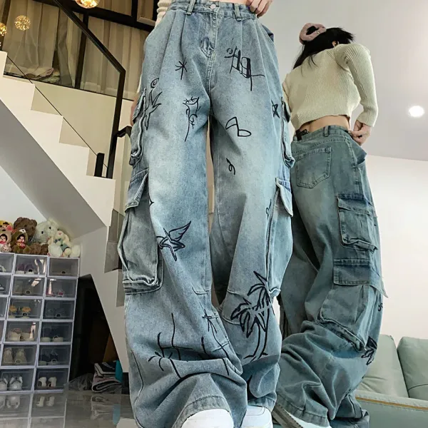 Jeans*Boogzel Clothing Urban Art Cargo Jeans Blue
