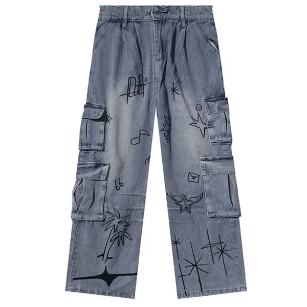 Jeans*Boogzel Clothing Urban Art Cargo Jeans Blue