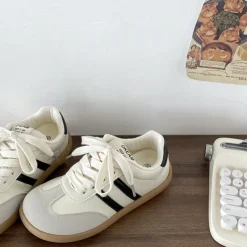 Aesthetic Sneakers*Boogzel Clothing Vacay Mode Striped Sneakers Beige/black